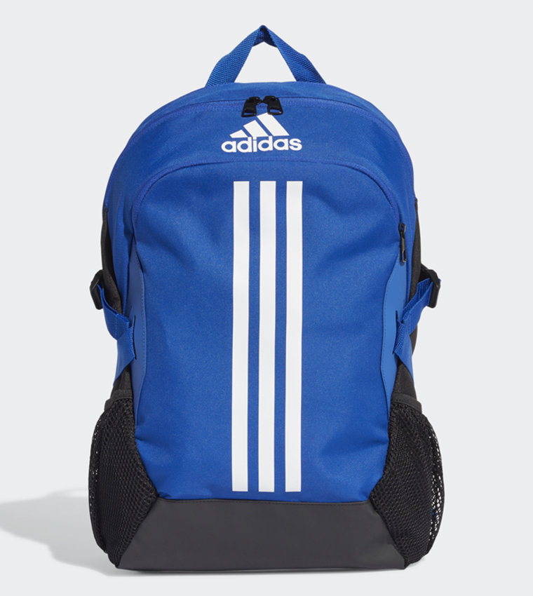 blue and white adidas backpack