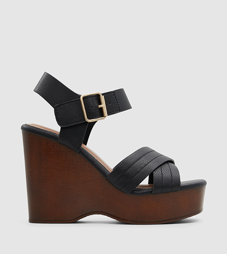 All black platform wedges online