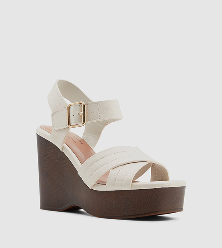 FLAVIA Ankle Strap Cross Band Platform Wedge Sandals