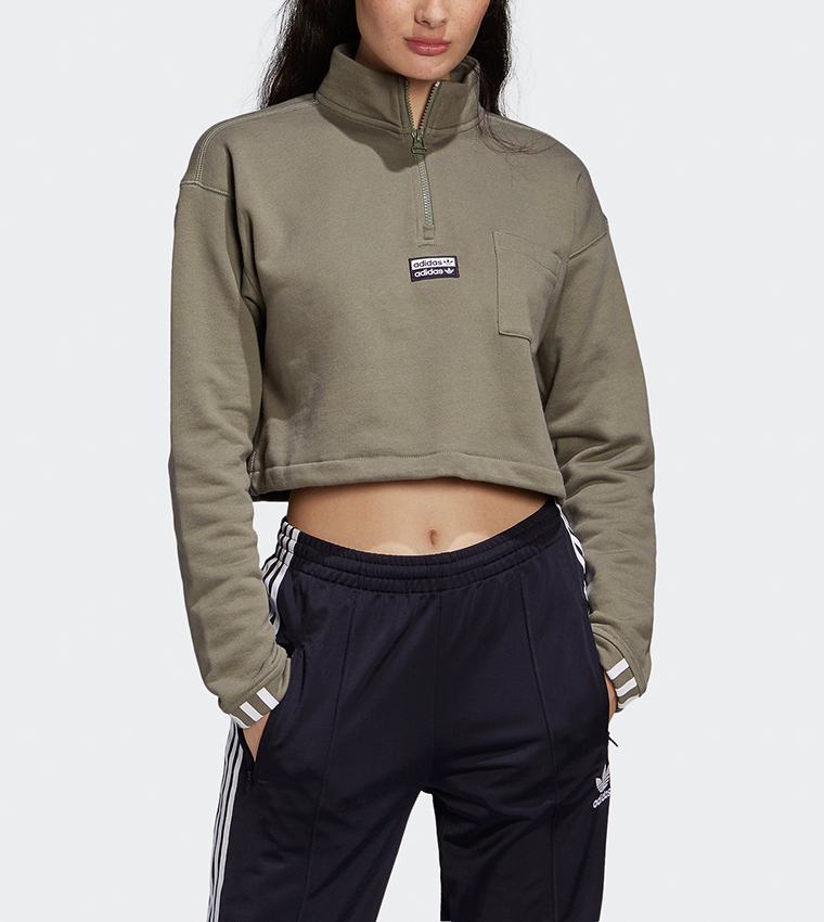 Adidas cropped sweatshirt legacy green sale