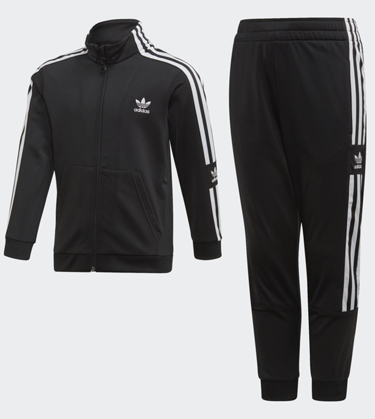 Mens black adidas originals tracksuit on sale