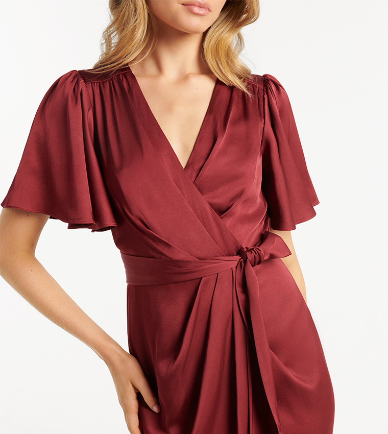 forever new carolina satin midi dress Buy Forever New CAROLINA Satin Midi Wrap Dress In Maroon