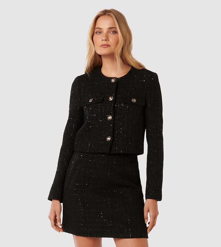 BAILEE Tweed Crop Boucle Jacket