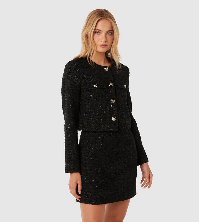 BAILEE Tweed Crop Boucle Jacket