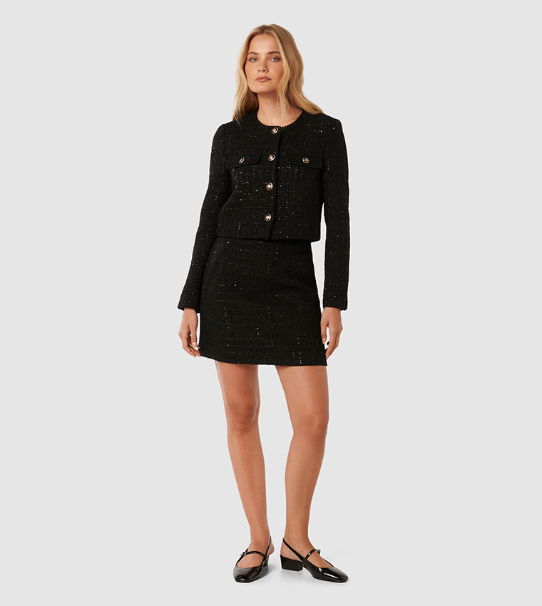 BAILEE Tweed Crop Boucle Jacket