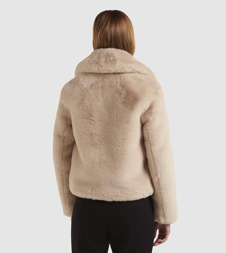 Buy Forever New AMELIA Cropped Fur Coat In Cream 6thStreet Qatar