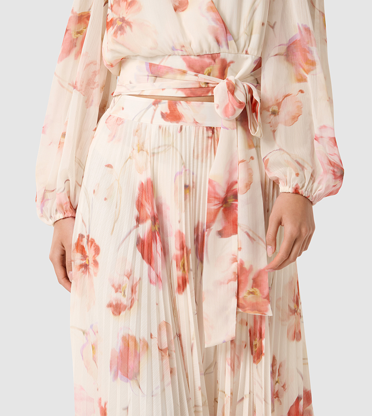 AURORA Printed Pleated Midi Skirt