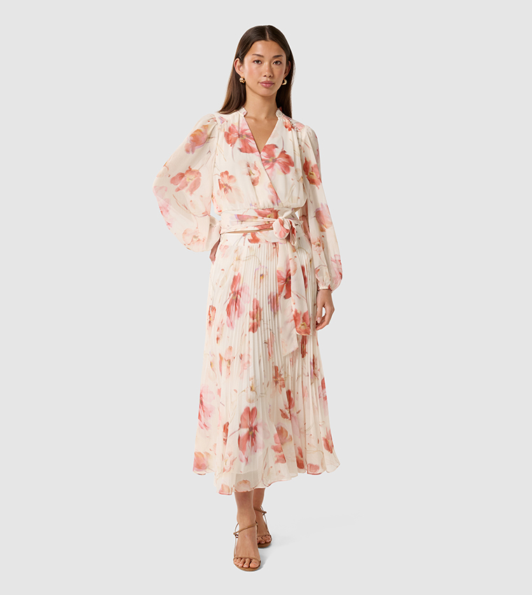 AURORA Printed Pleated Midi Skirt