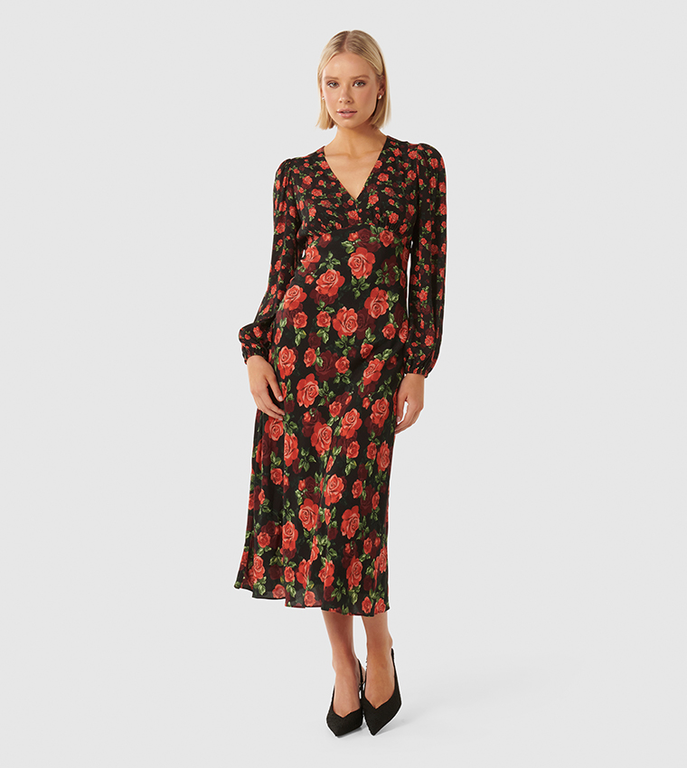 Buy Forever New Carlina Floral Patterned Midi Dress In Multiple Colors 