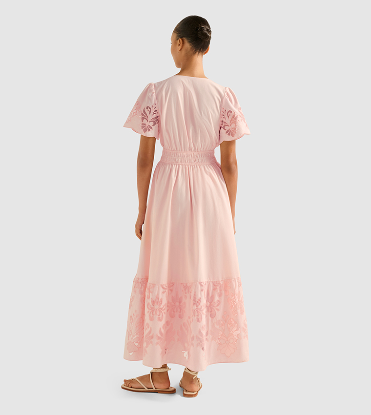 ELEANOR Embroidered V-Neck Maxi Dress