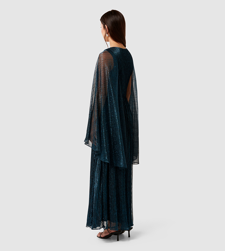 PRISCILLA Plisse Cape Maxi Dress