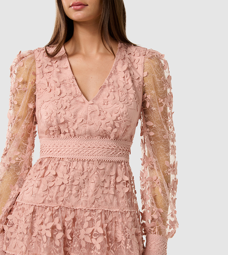 FRANCES Lacy Tiered Mini Dress