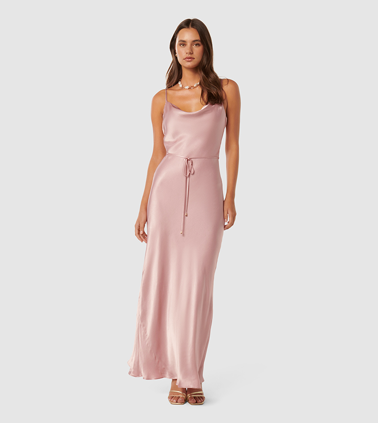 LUCY Satin Cowl Neck Maxi Dress