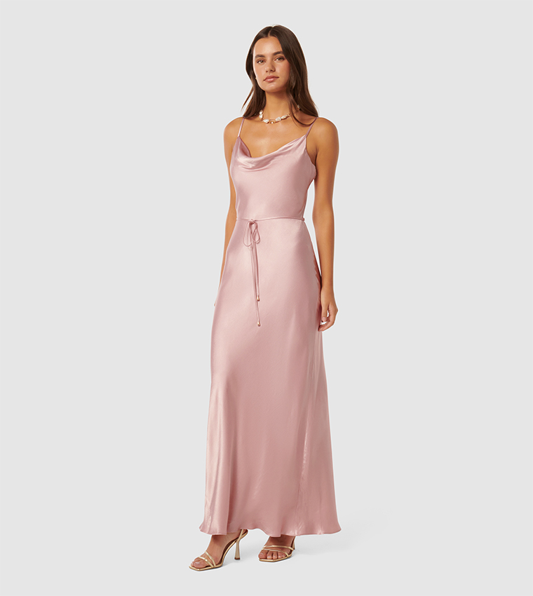 LUCY Satin Cowl Neck Maxi Dress