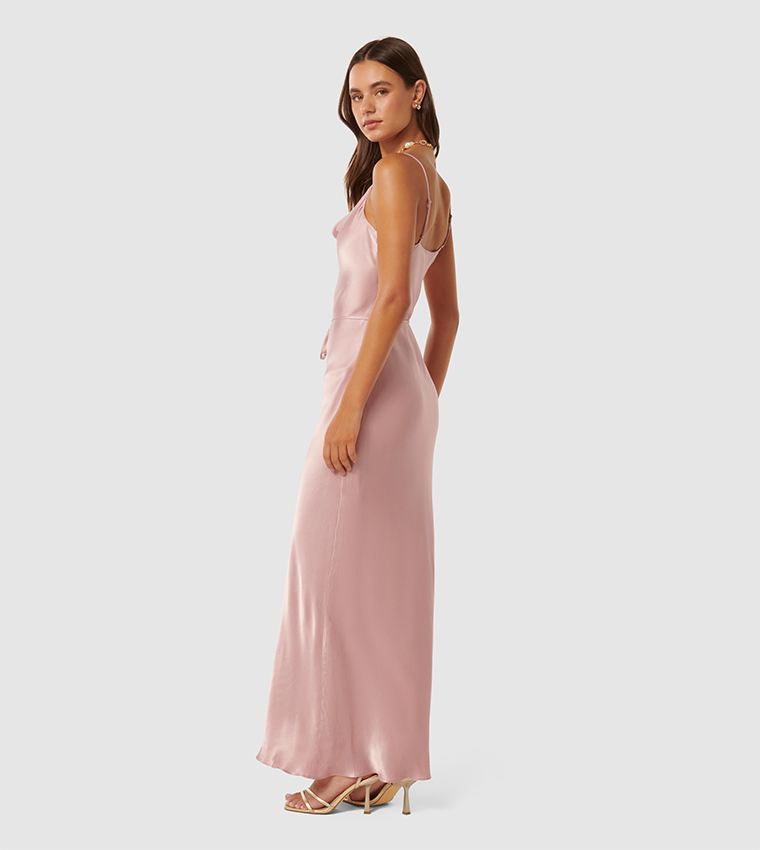 LUCY Satin Cowl Neck Maxi Dress