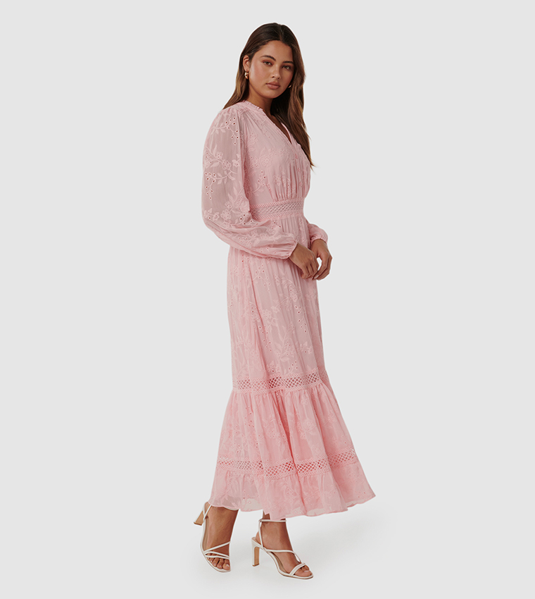 HELEN Broderie Long Sleeves Midaxi Dress