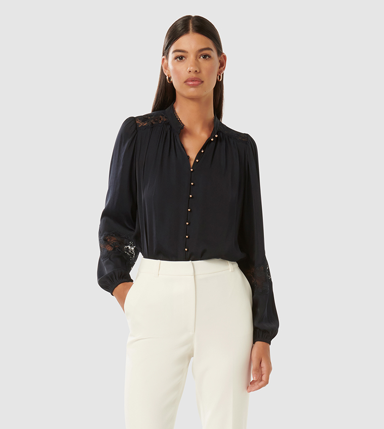 Buy Forever New ANNALISE Lace Detail Top In Navy 6thStreet UAE