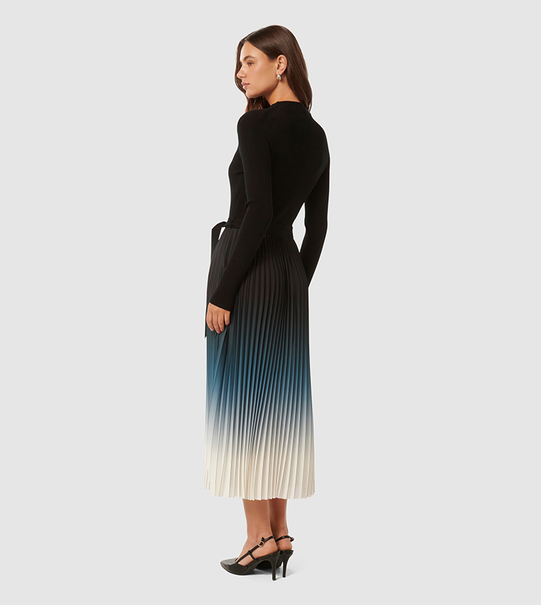 HARMONY Ombre Pleated Midi Dress