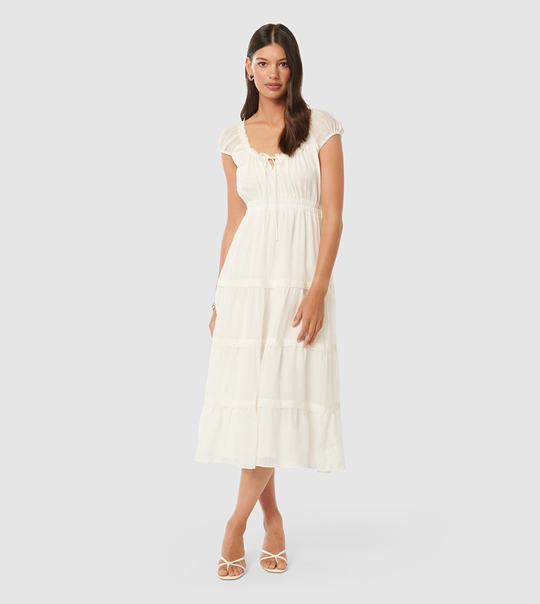 TUSCANY Solid Tiered Dress