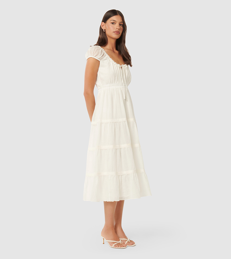 TUSCANY Solid Tiered Dress
