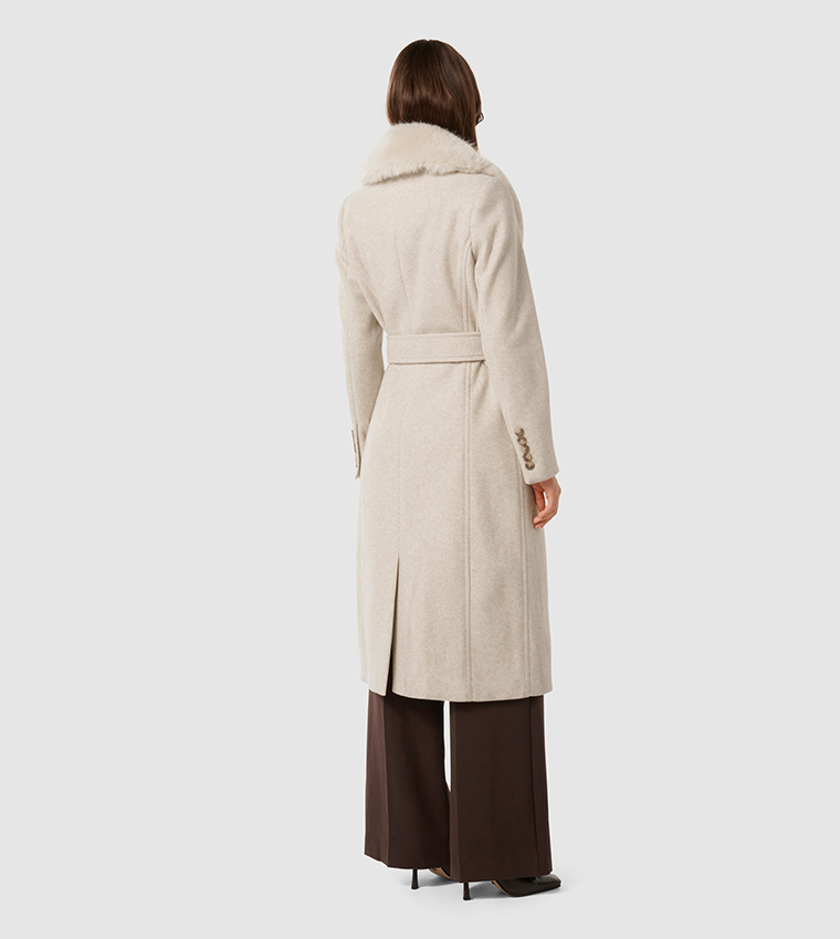 MONICA Fur Collar Wrap Coat