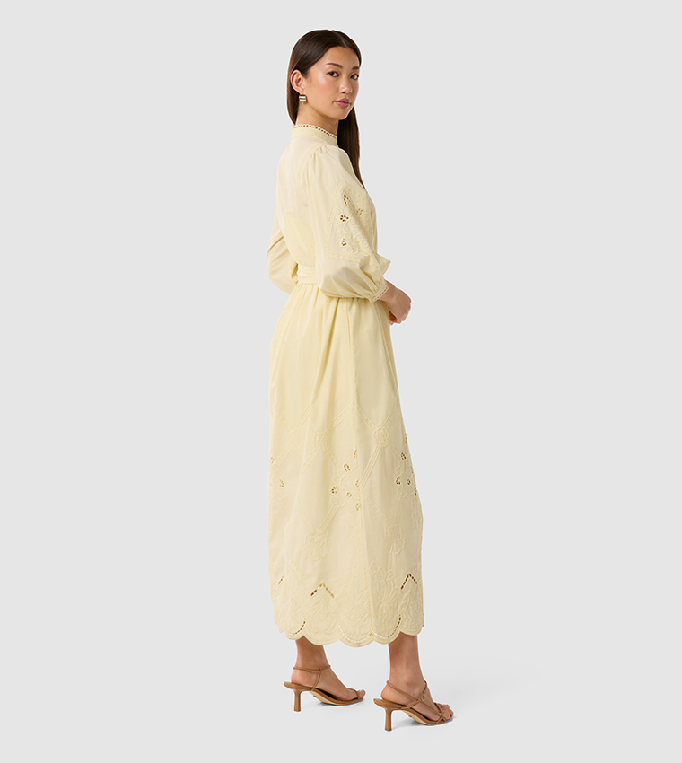 AISHA Broderie 3/4 Sleeves Midi Dress