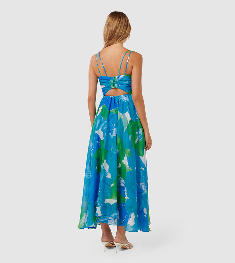 Jovie Blue Cape Design Ruched Maxi Gown main image 0