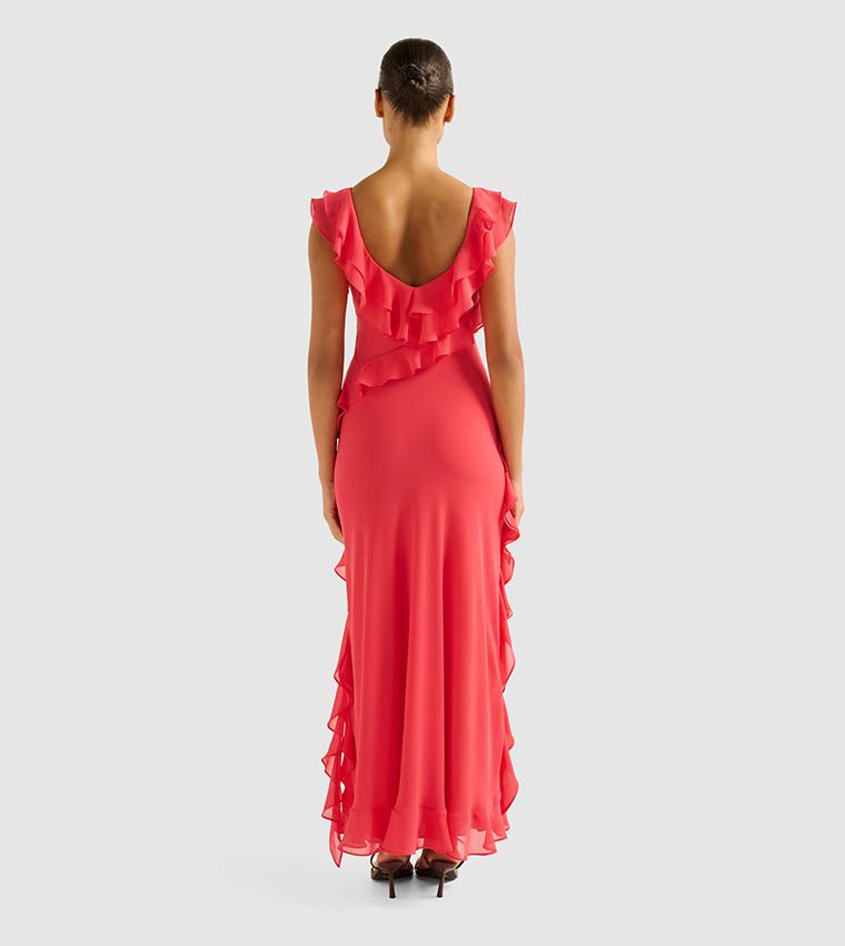 OLIVE Sleeveless Ruffle Maxi Dress