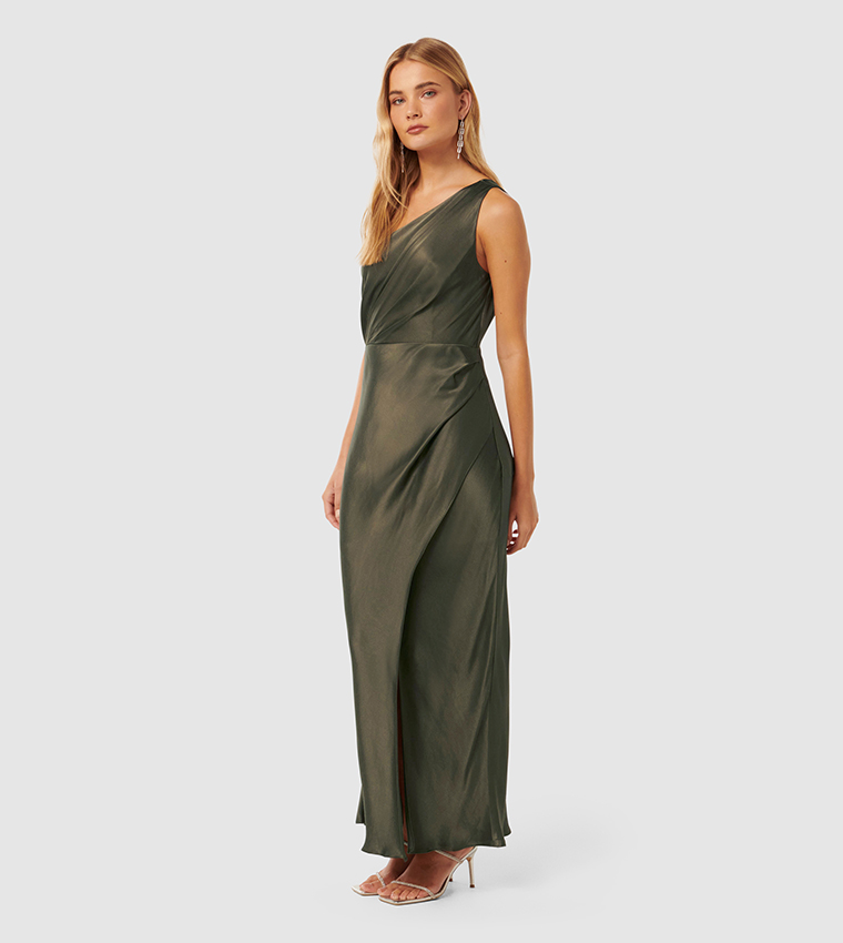 EMILY One Shoulder Satin Maxi Dress