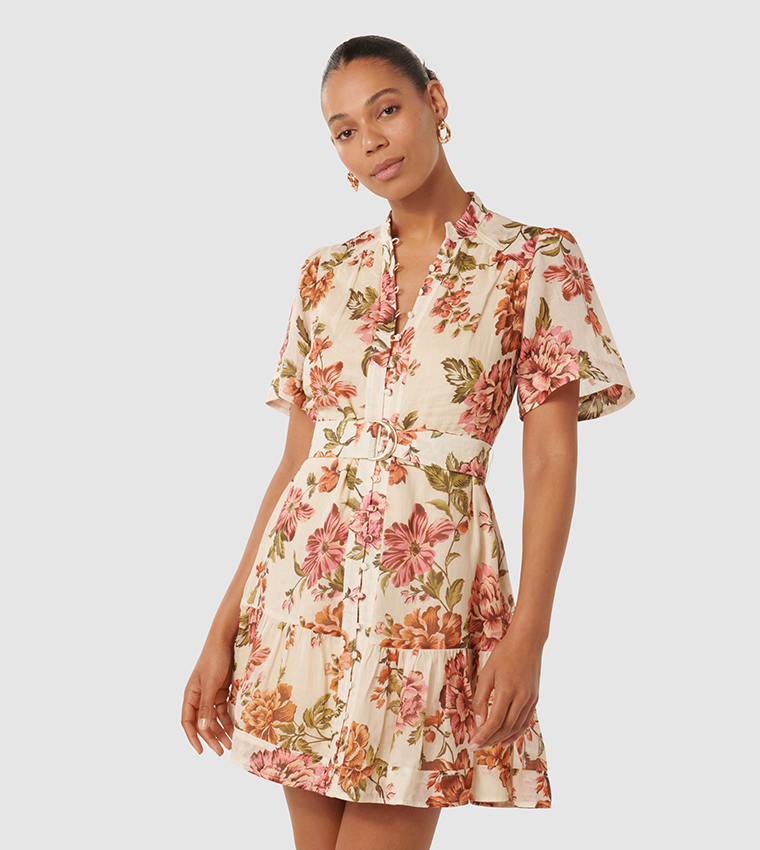 Buy Forever New JODIE Floral Print Skater Mini Dress In Cream 6thStreet UAE