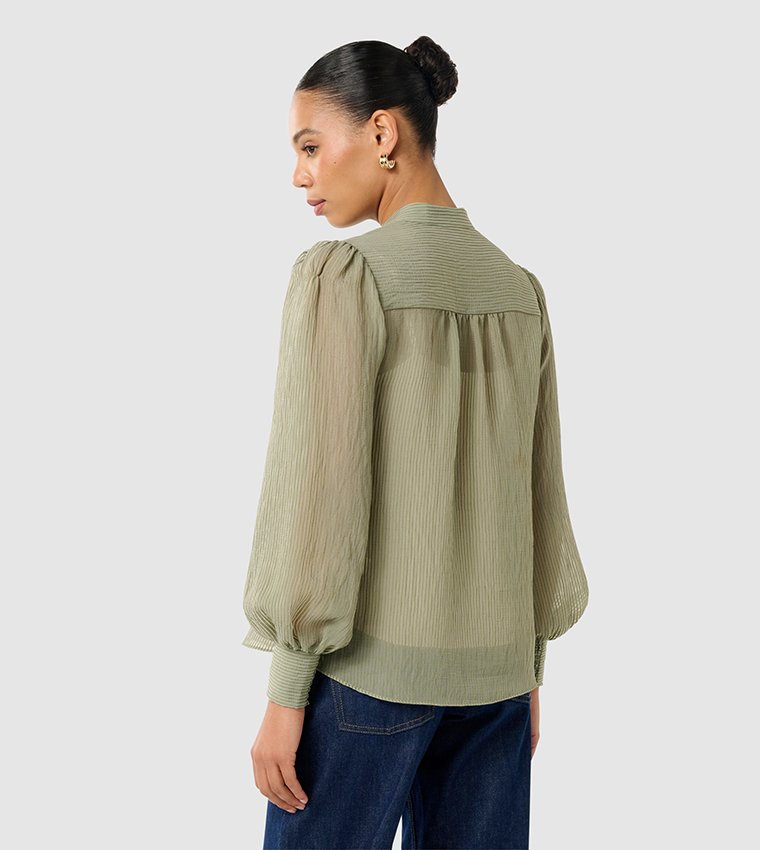 LEO Striped Balloon Sleeves Shirt