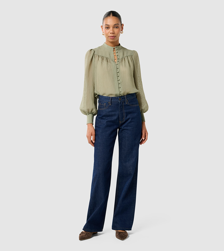 LEO Striped Balloon Sleeves Shirt