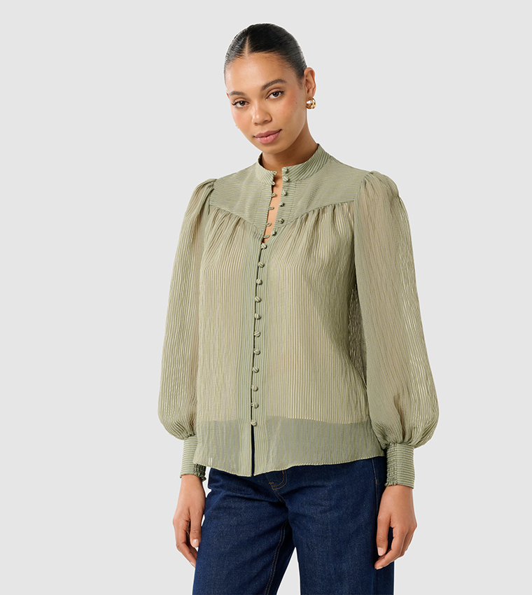 LEO Striped Balloon Sleeves Shirt