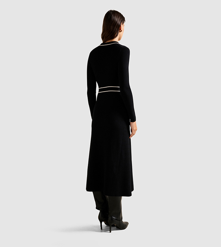 CLARA Tipped A-Line Midi Dress