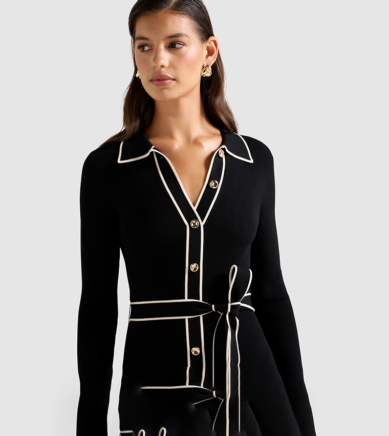 CLARA Tipped A-Line Midi Dress
