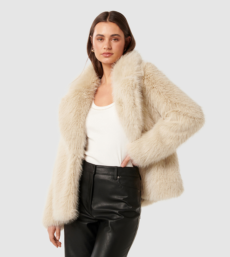 HUNTER Faux Fur Long Sleeves Coat