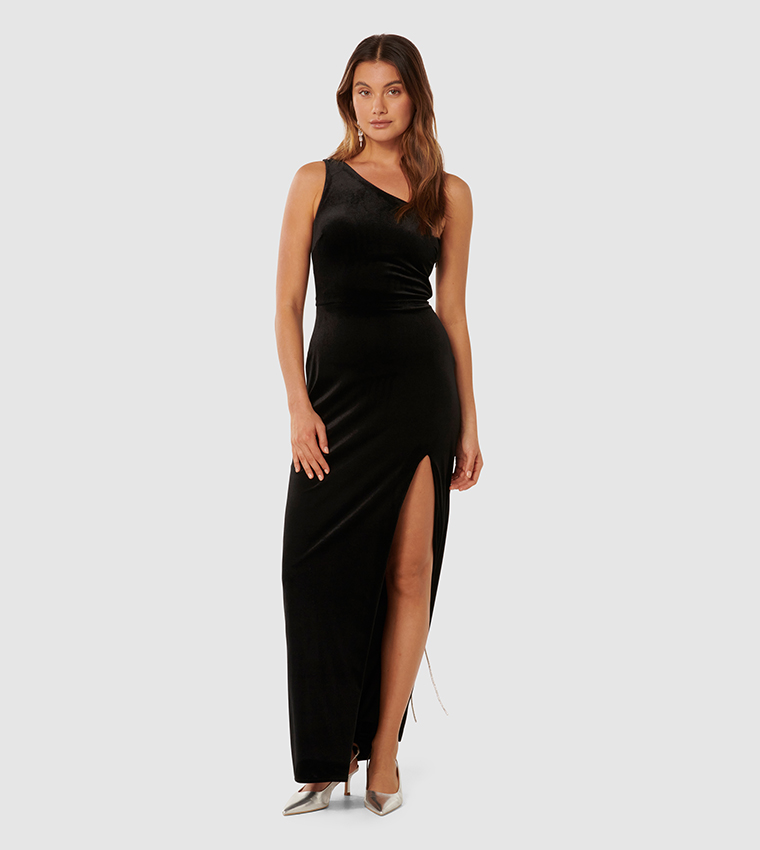 BEVERLY Velvet One Shoulder Maxi Dress