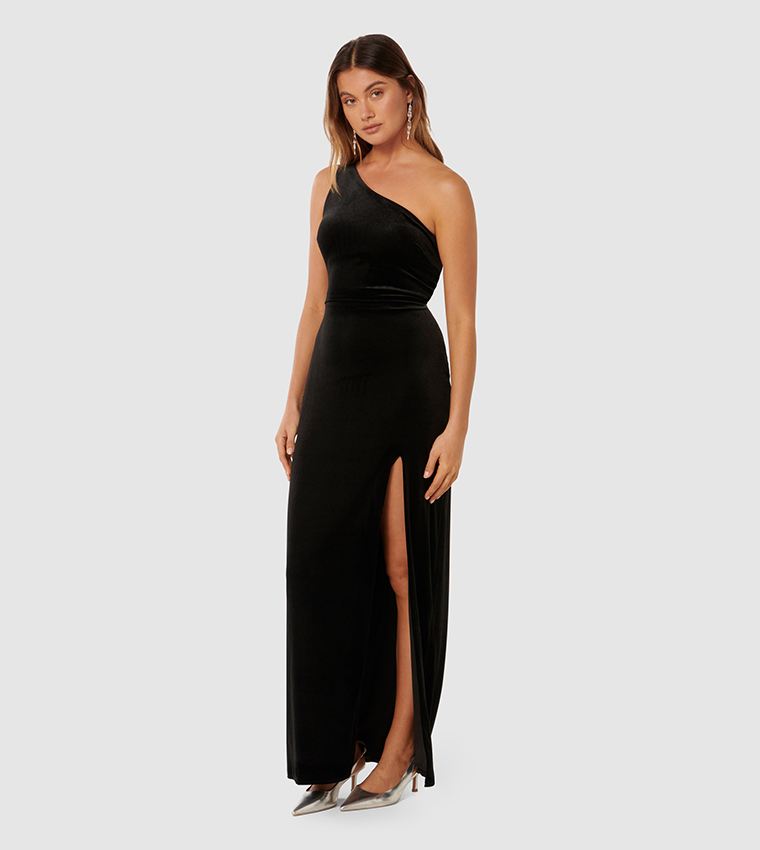 BEVERLY Velvet One Shoulder Maxi Dress