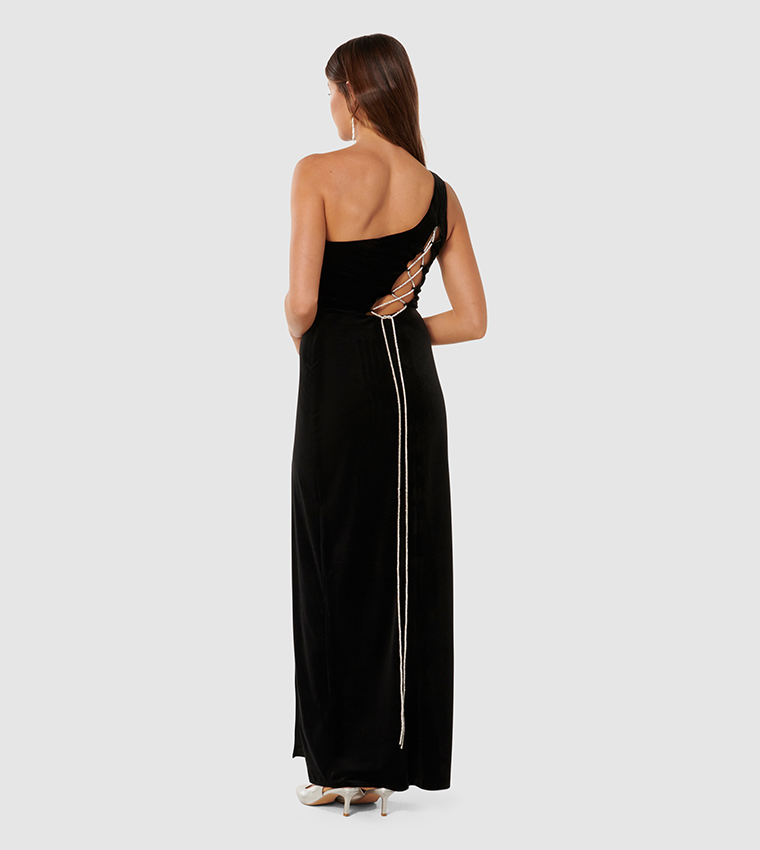 BEVERLY Velvet One Shoulder Maxi Dress