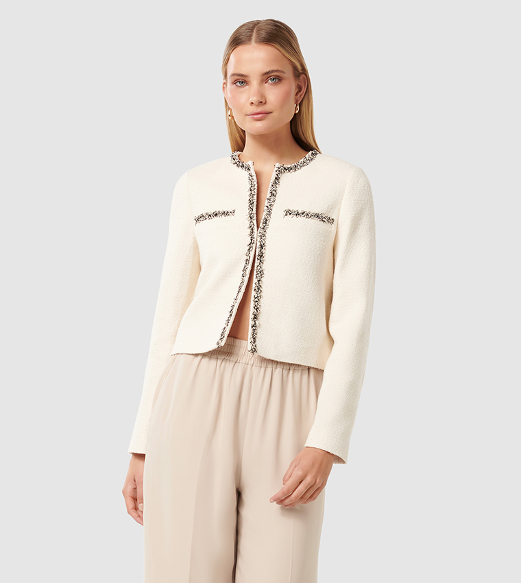 MARIE Round Neck Tweed Jacket