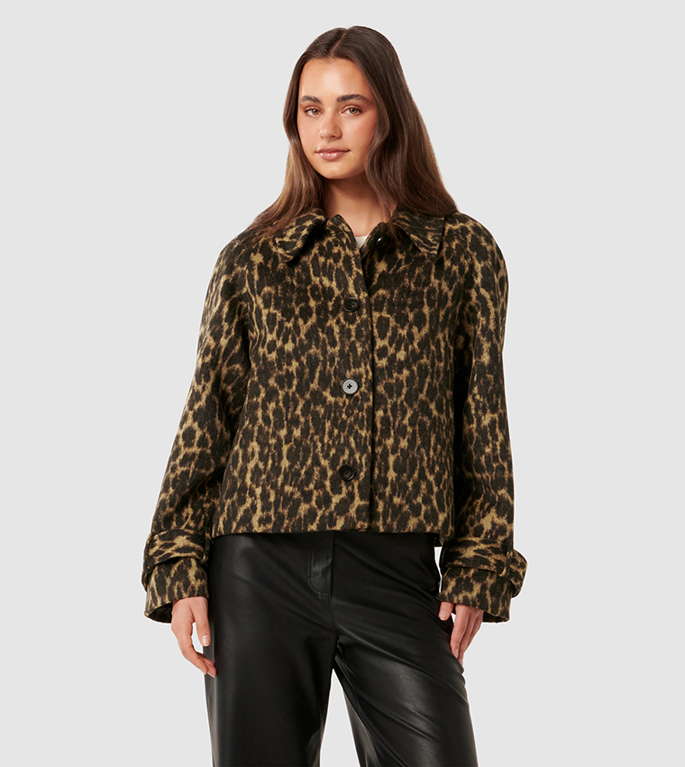 SLATER Crop Leopard Print Jacket