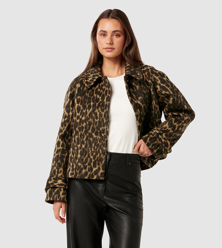 SLATER Crop Leopard Print Jacket