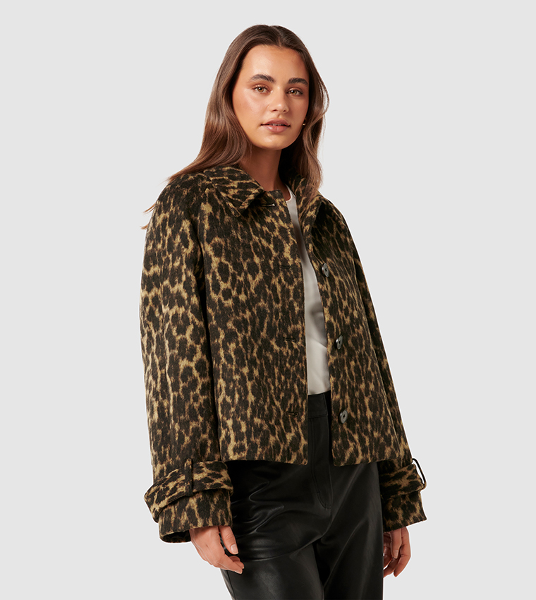 SLATER Crop Leopard Print Jacket