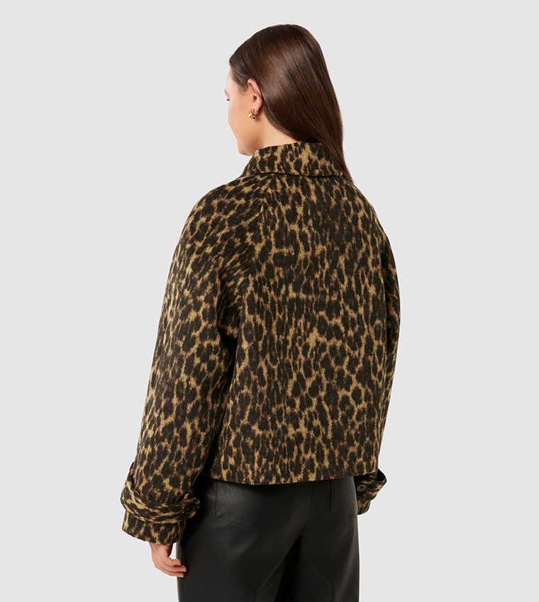 SLATER Crop Leopard Print Jacket
