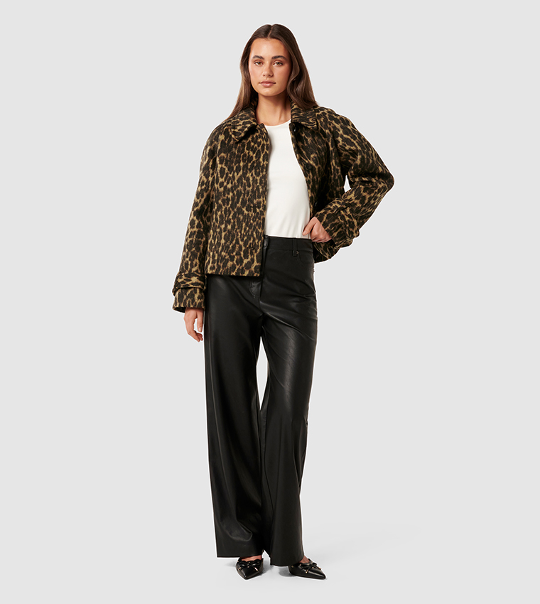 SLATER Crop Leopard Print Jacket
