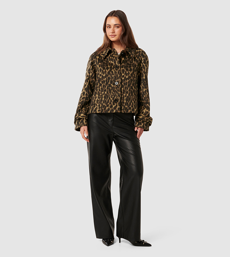 SLATER Crop Leopard Print Jacket