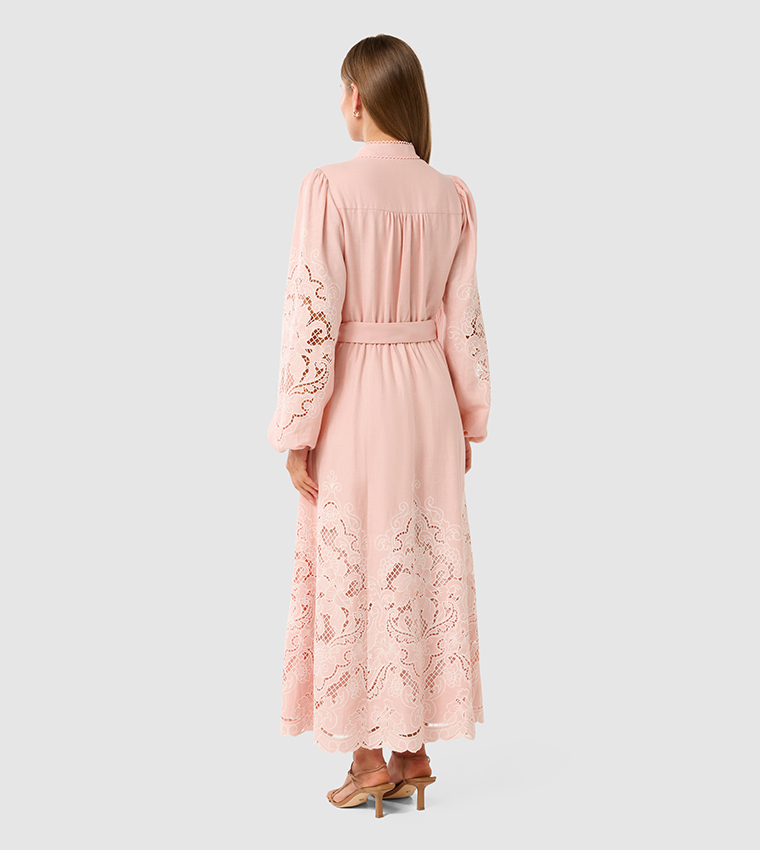 EBONY Lace Belted Midi Dress