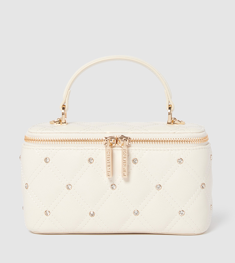 SIGNATURE CLOVER Embellished Top Handle Bag
