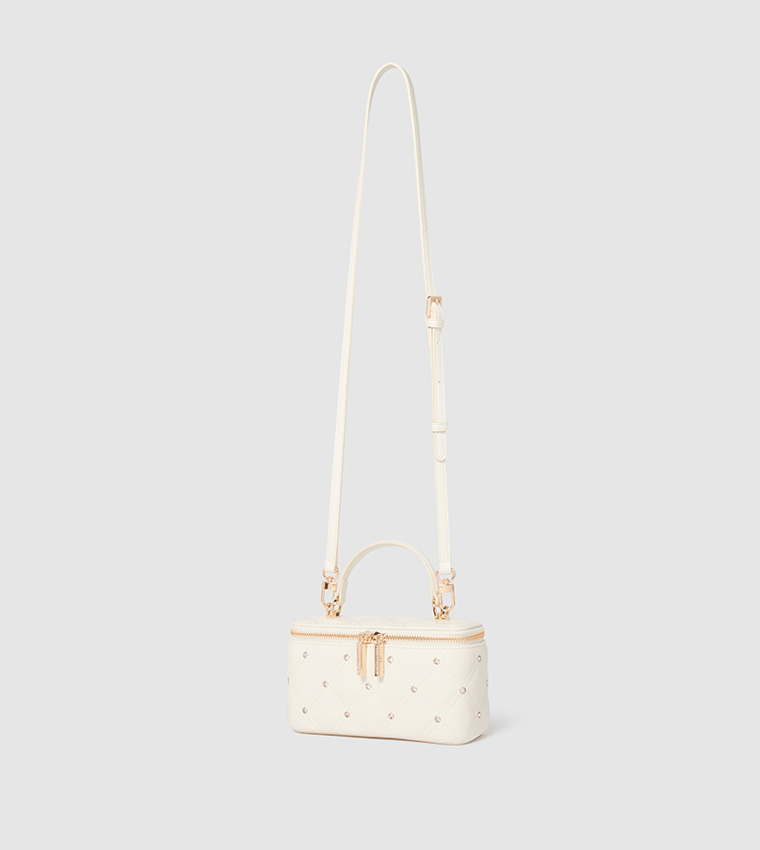SIGNATURE CLOVER Embellished Top Handle Bag