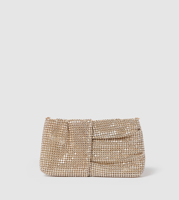 TINA Twist Mesh Embellished Clutch